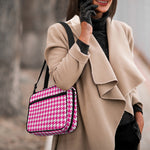 Hot Pink And White Houndstooth Print Double Strap Bible Bag