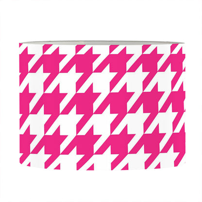 Hot Pink And White Houndstooth Print Drum Lamp Shade