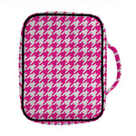 Hot Pink And White Houndstooth Print Front Pocket Bible Bag