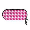 Hot Pink And White Houndstooth Print Glasses Case