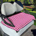Hot Pink And White Houndstooth Print Golf Cart Seat Cover