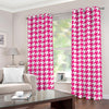 Hot Pink And White Houndstooth Print Grommet Curtains