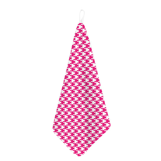 Hot Pink And White Houndstooth Print Hand Towel