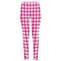 Hot Pink And White Houndstooth Print High-Waisted Pocket Leggings