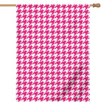 Hot Pink And White Houndstooth Print House Flag