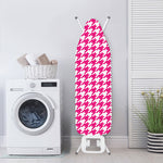 Hot Pink And White Houndstooth Print Ironing Board Cover
