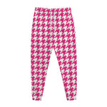 Hot Pink And White Houndstooth Print Jogger Pants