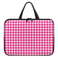 Hot Pink And White Houndstooth Print Laptop Sleeve With Handle