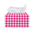 Hot Pink And White Houndstooth Print Leather Tissue Box Cover