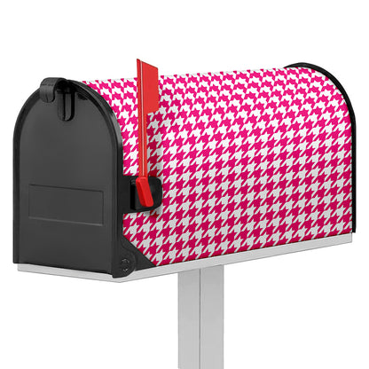 Hot Pink And White Houndstooth Print Mailbox Cover