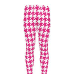 Hot Pink And White Houndstooth Print Men's leggings