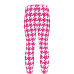 Hot Pink And White Houndstooth Print Men's leggings