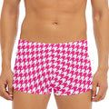 Hot Pink And White Houndstooth Print Men's Short Boxer Briefs
