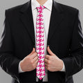 Hot Pink And White Houndstooth Print Necktie