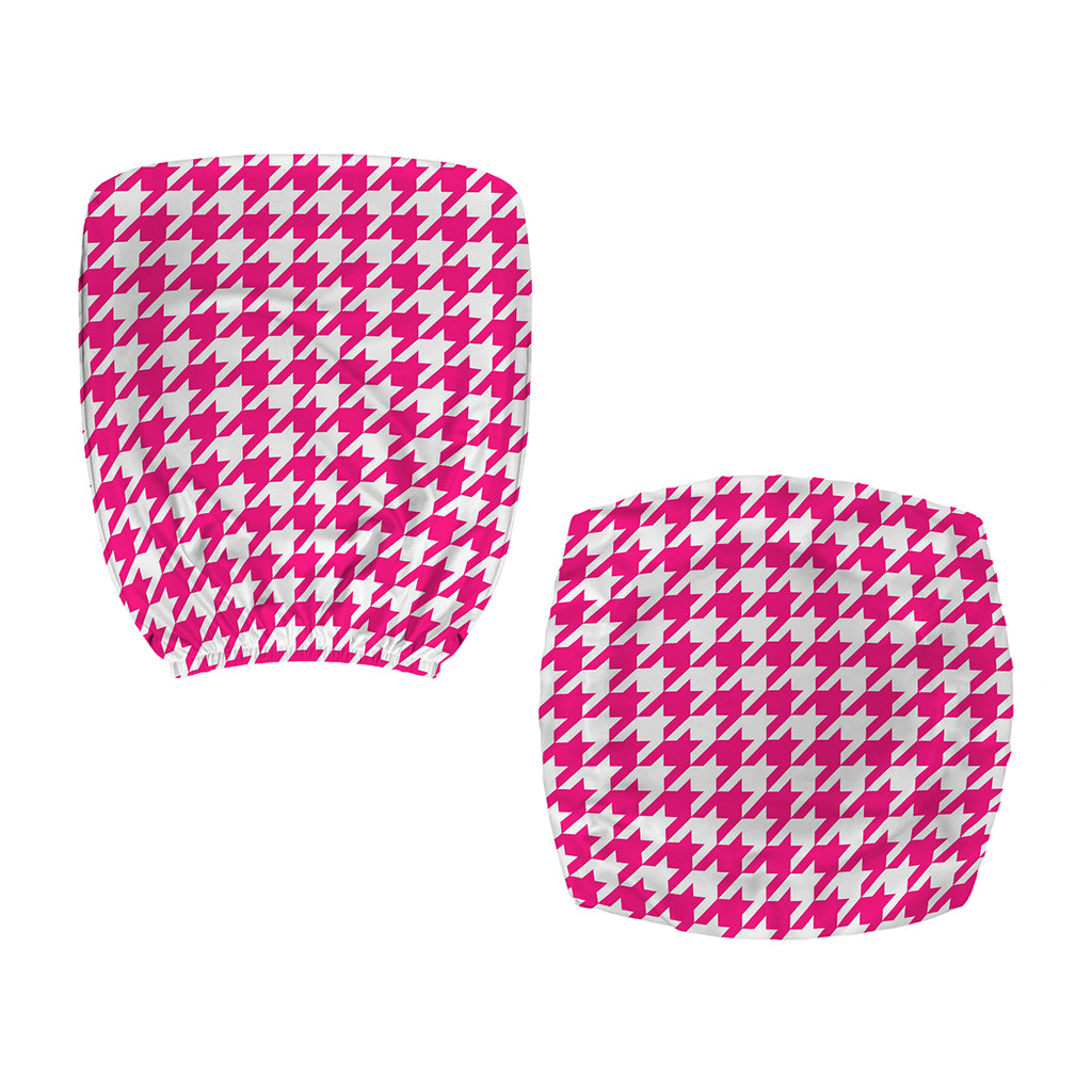 Hot Pink And White Houndstooth Print Office Chair Cover