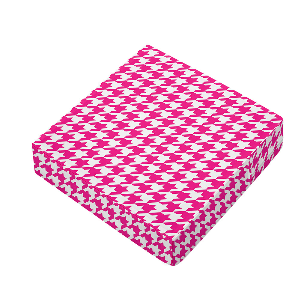 Hot Pink And White Houndstooth Print Outdoor Seat Cushion Cover