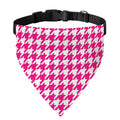 Hot Pink And White Houndstooth Print Over The Collar Dog Bandana