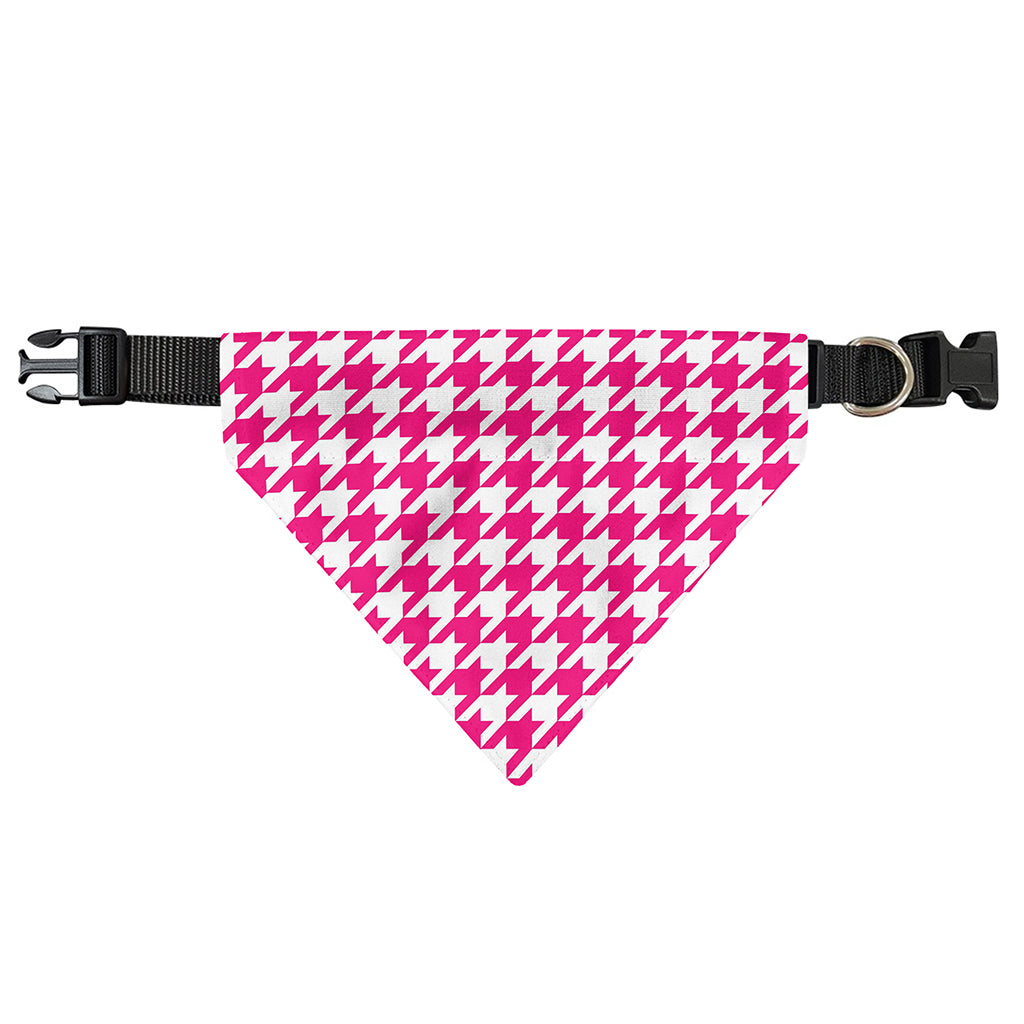 Hot Pink And White Houndstooth Print Over The Collar Dog Bandana