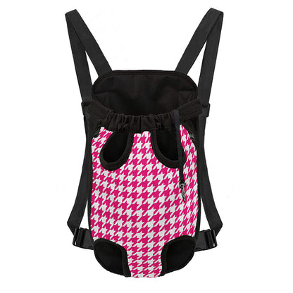 Hot Pink And White Houndstooth Print Pet Carrier Backpack