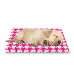 Hot Pink And White Houndstooth Print Pet Cooling Mat Cover