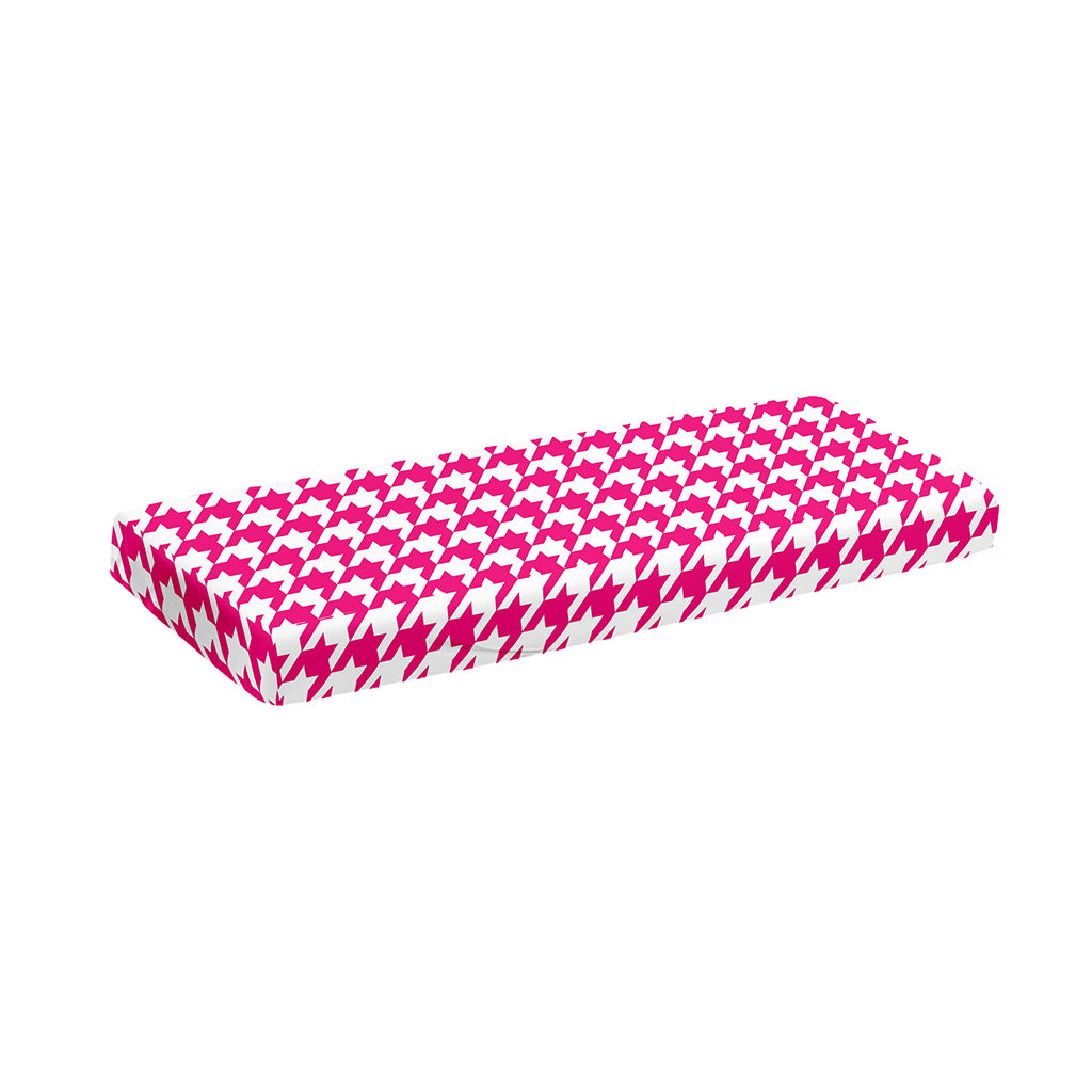 Hot Pink And White Houndstooth Print Piano Keyboard Cover