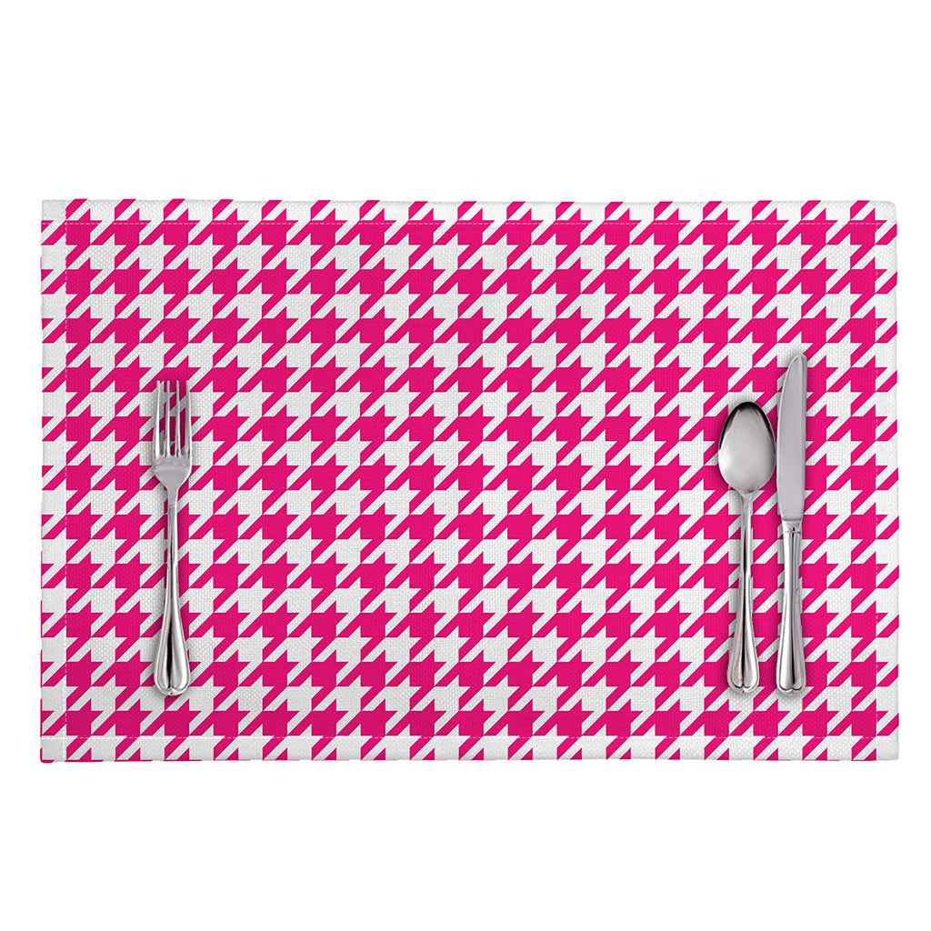 Hot Pink And White Houndstooth Print Placemat