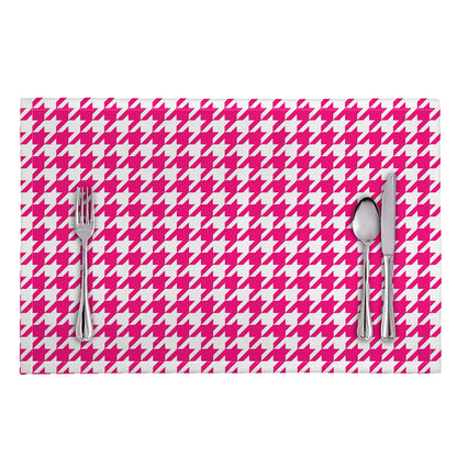 Hot Pink And White Houndstooth Print Placemat