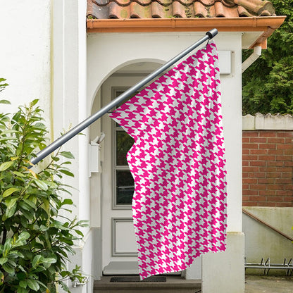 Hot Pink And White Houndstooth Print Polyester Flag