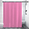 Hot Pink And White Houndstooth Print Premium Shower Curtain