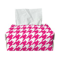 Hot Pink And White Houndstooth Print Rectangle Tissue Box Cover
