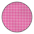 Hot Pink And White Houndstooth Print Round Floor Mat