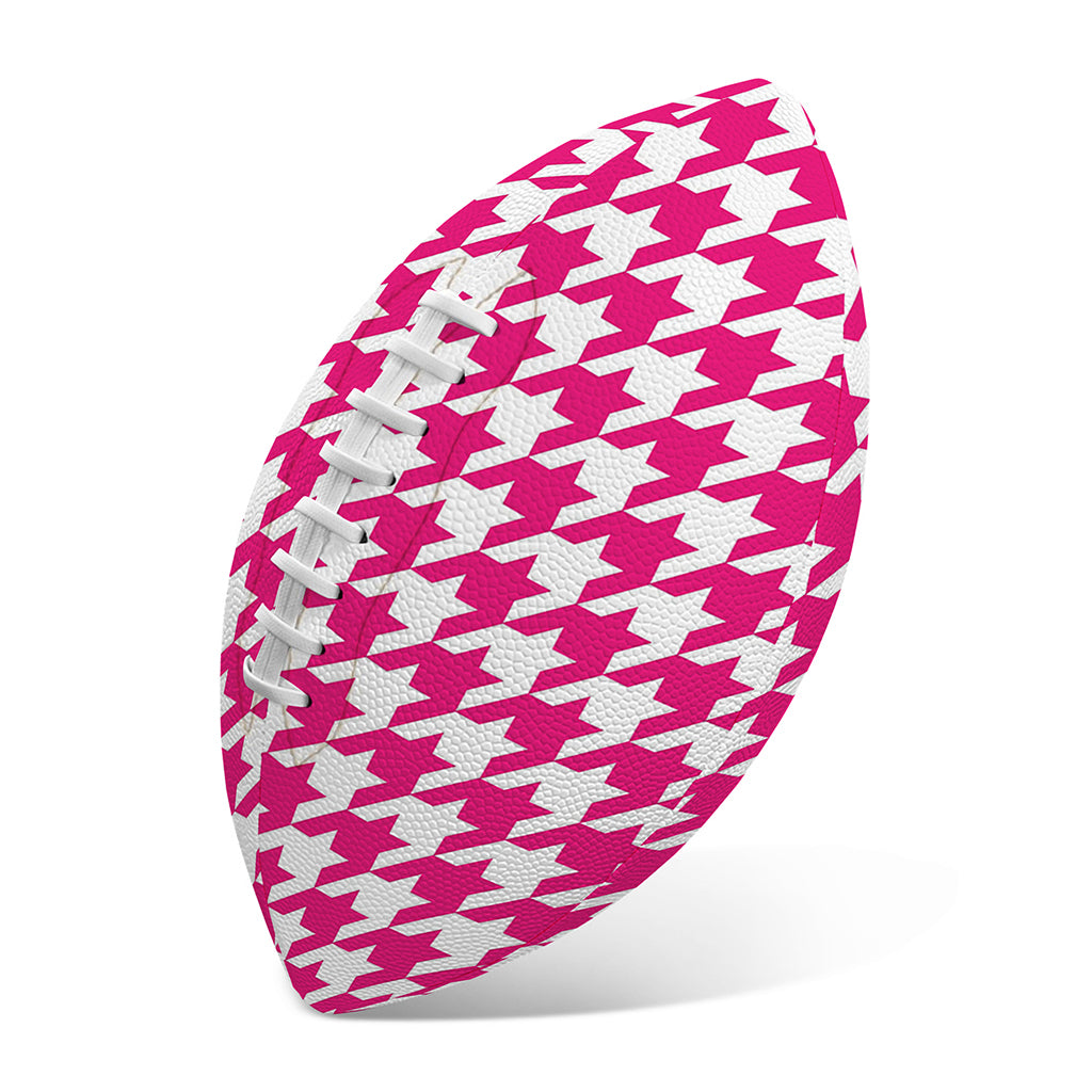 Hot Pink And White Houndstooth Print Rugby Ball