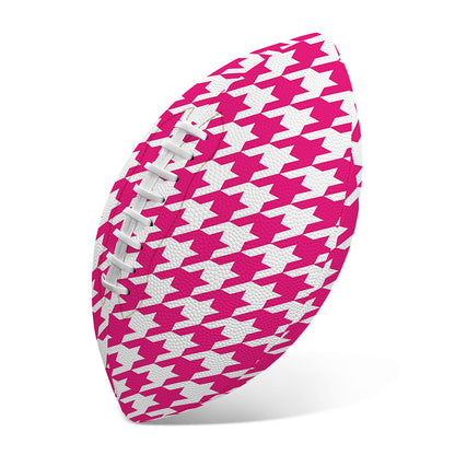Hot Pink And White Houndstooth Print Rugby Ball