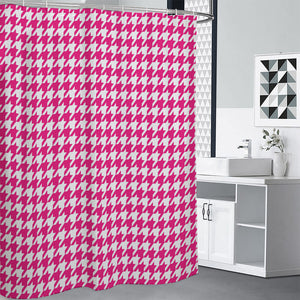 Hot Pink And White Houndstooth Print Shower Curtain