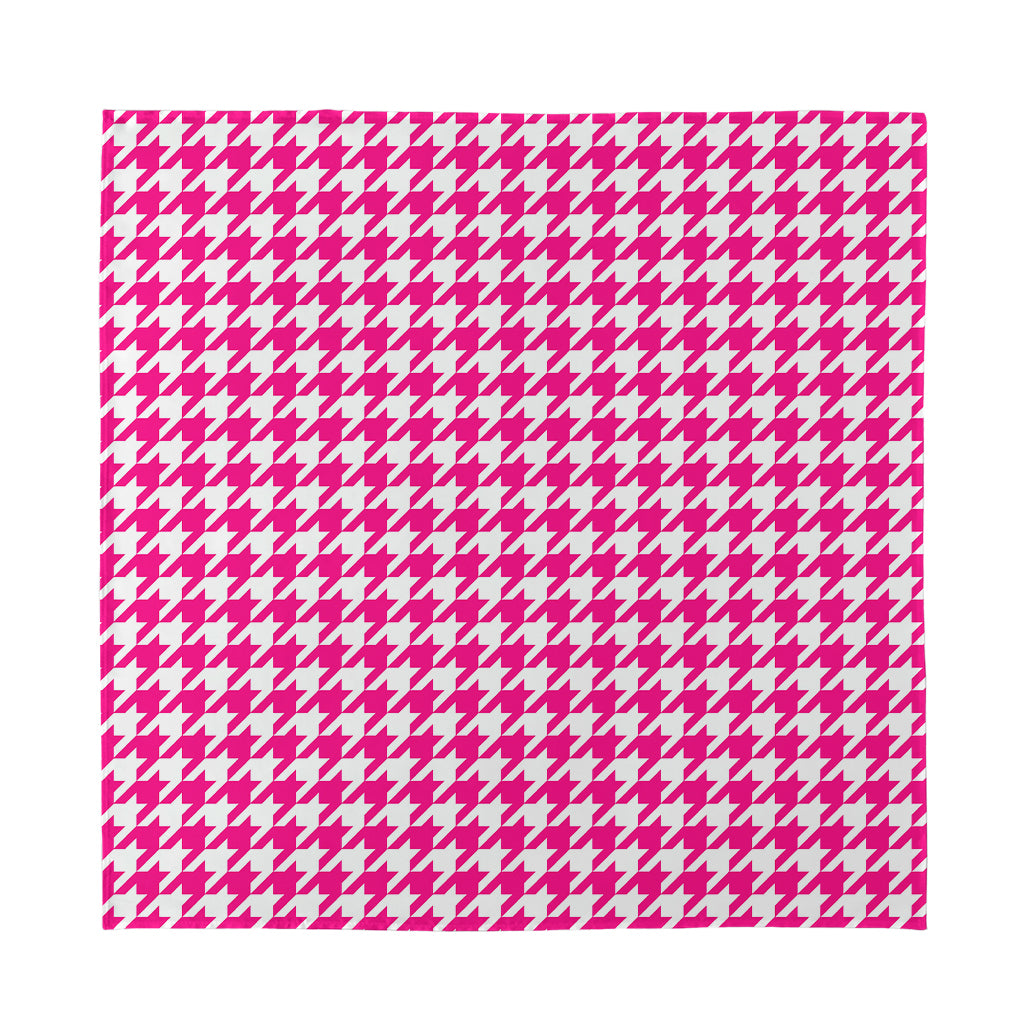 Hot Pink And White Houndstooth Print Silk Bandana