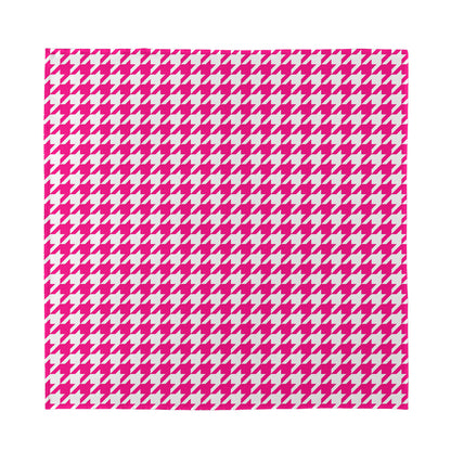 Hot Pink And White Houndstooth Print Silk Bandana