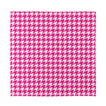 Hot Pink And White Houndstooth Print Silk Bandana