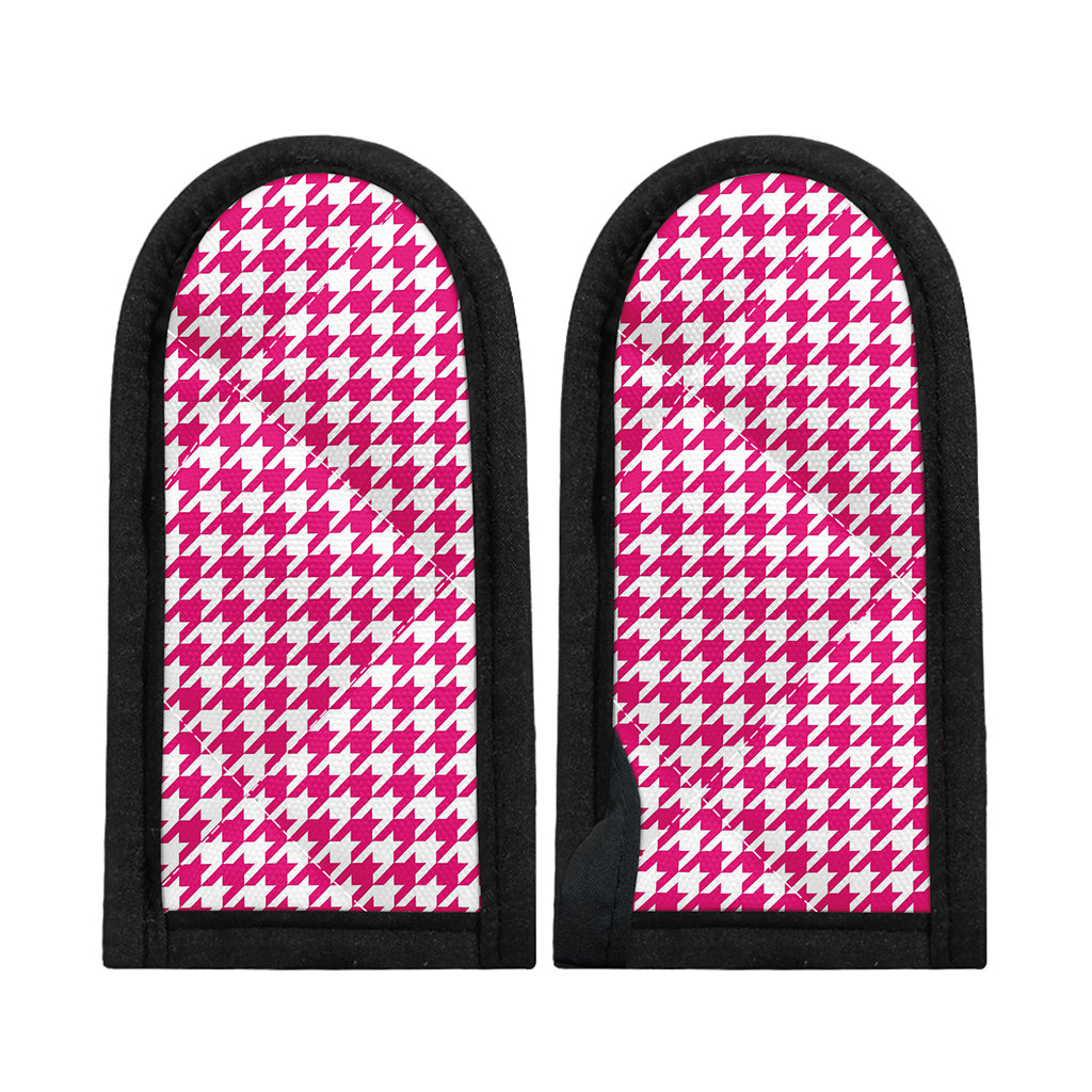 Hot Pink And White Houndstooth Print Skillet Handle Cover
