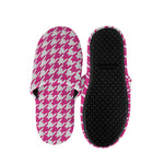 Hot Pink And White Houndstooth Print Slippers