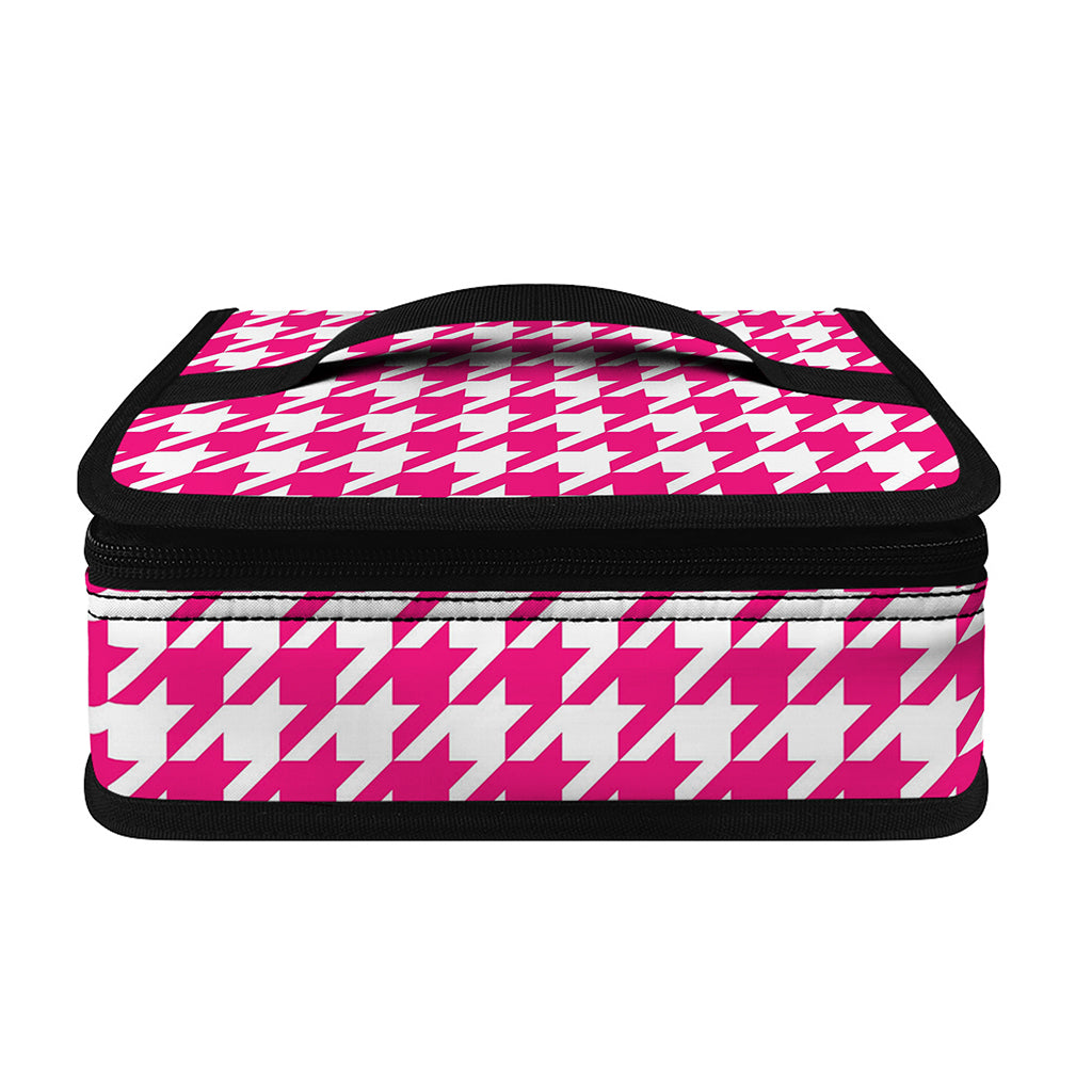 Hot Pink And White Houndstooth Print Small Lunch Bag