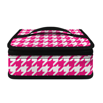 Hot Pink And White Houndstooth Print Small Lunch Bag