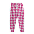 Hot Pink And White Houndstooth Print Sweatpants