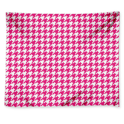 Hot Pink And White Houndstooth Print Tapestry