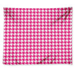 Hot Pink And White Houndstooth Print Tapestry