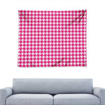 Hot Pink And White Houndstooth Print Tapestry