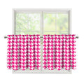 Hot Pink And White Houndstooth Print Tier Curtains