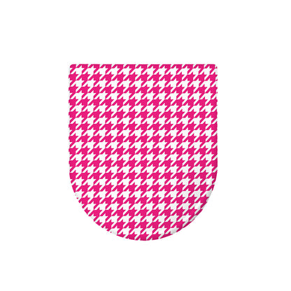 Hot Pink And White Houndstooth Print Toilet Lid Cover