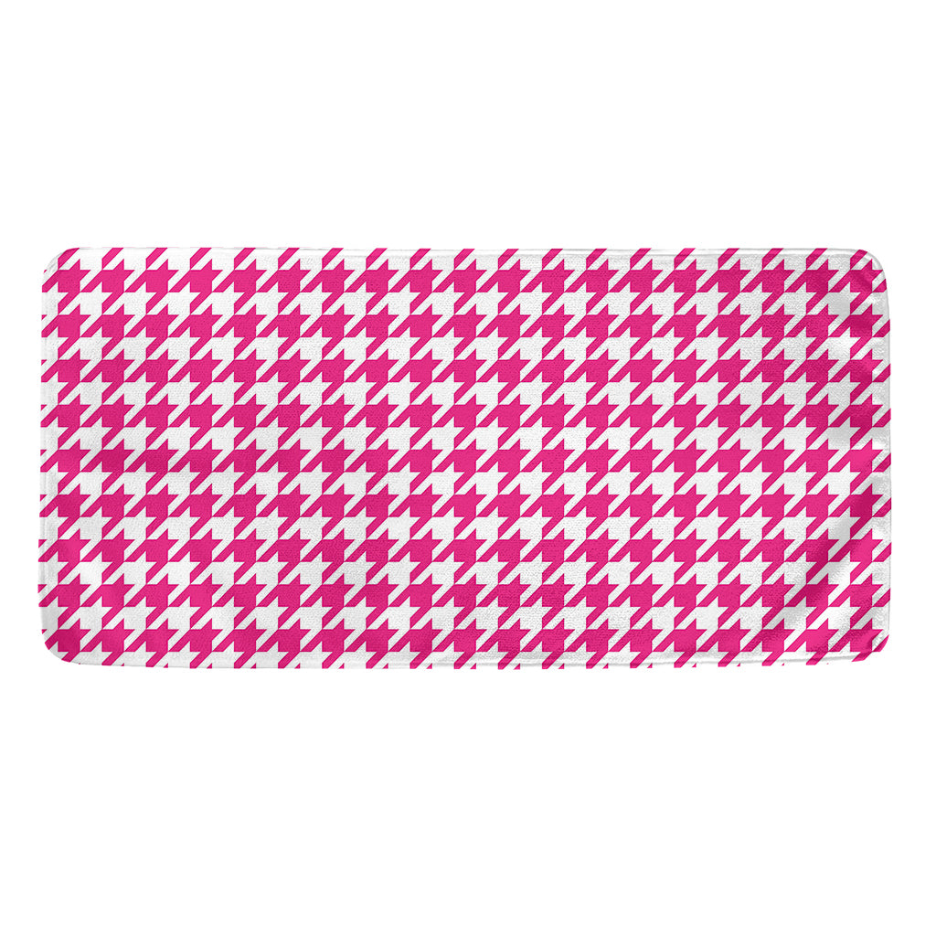 Hot Pink And White Houndstooth Print Towel