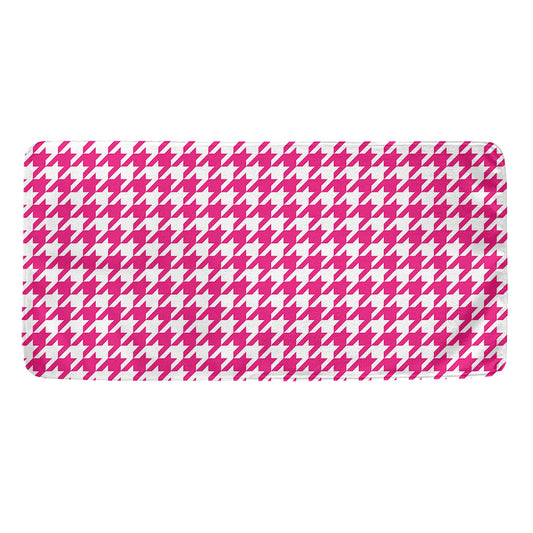 Hot Pink And White Houndstooth Print Towel