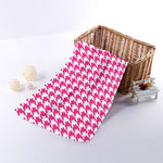 Hot Pink And White Houndstooth Print Towel